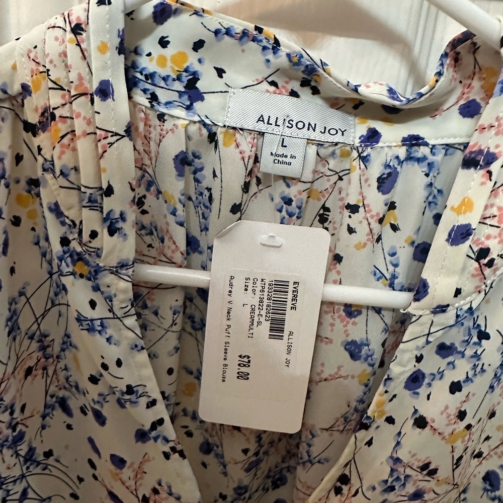 Allison Joy Audrey Vneck Puff Sleeve Blouse